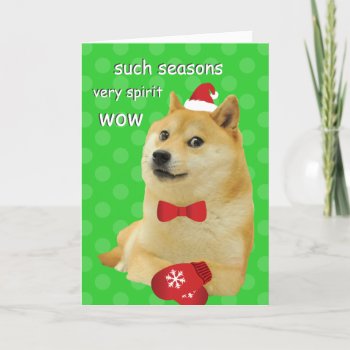 Doge Funny Meme Holiday Card by RandomLife at Zazzle