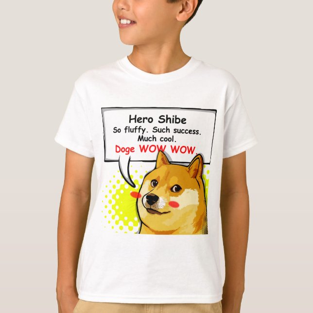 Doge Meme Hero Shibe Doge WOW T-Shirt (Front)