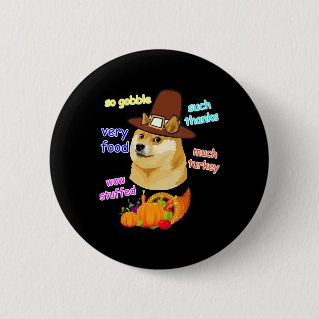 doge meme  kids thanksgiving shiba inu doge meme . button (Front)