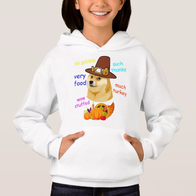 doge meme  kids thanksgiving shiba inu doge meme . hoodie (Front)