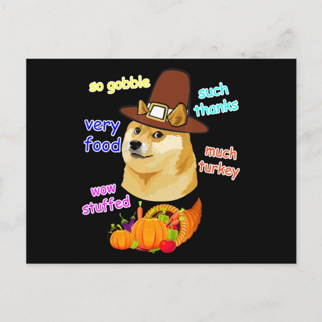 doge meme  kids thanksgiving shiba inu doge meme . invitation postcard (Front)