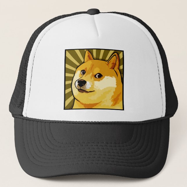 Doge Meme Square Doge Self Portrait Trucker Hat (Front)
