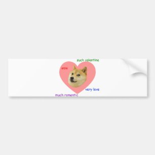 Doge Much Valentines Day Very Love Such Romantic Bumper Sticker