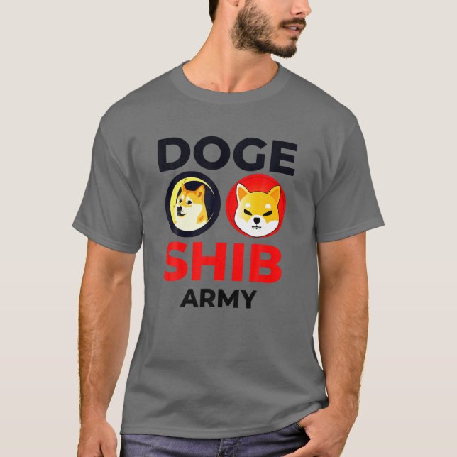 DOGE SHIB Army -- Dogecoin Shiba Inu Coin Crypto M T-Shirt (Front)