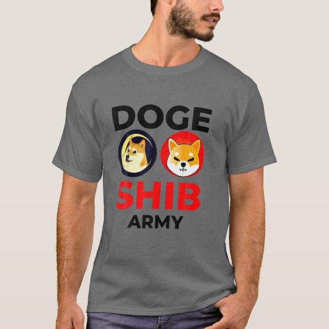 DOGE SHIB Army Dogecoin Shiba Inu Coin Crypto T-Shirt (Front)