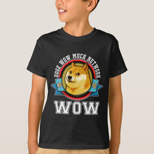 Doge Shibe Wow WOW Much Network Emblem T-Shirt (Front)