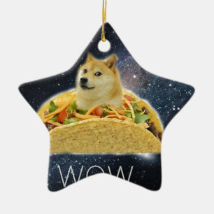doge space taco meme ceramic ornament