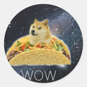 doge space taco meme classic round sticker