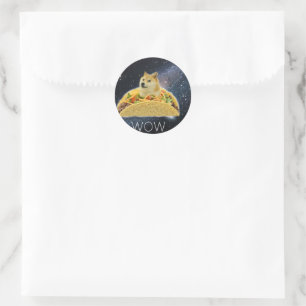 Doge space taco meme classic round sticker