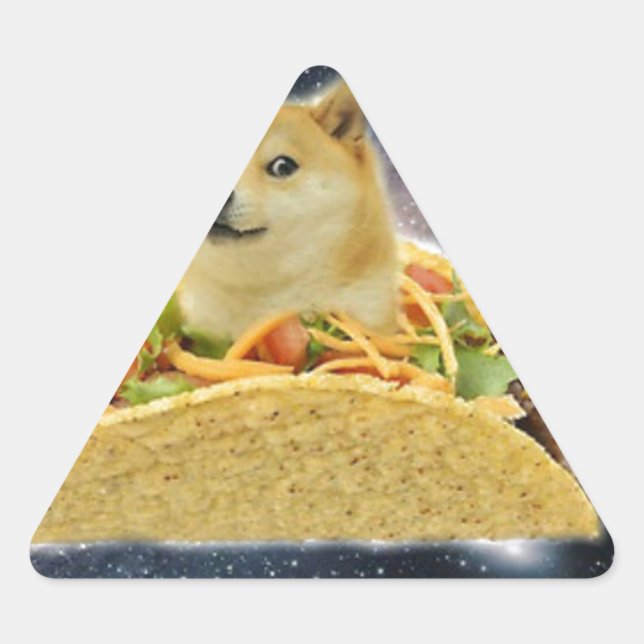 doge space taco meme triangle sticker (Front)