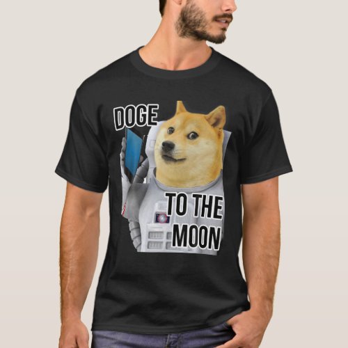 DOGE To The Moon Crypto Coin Dog Meme T_Shirt