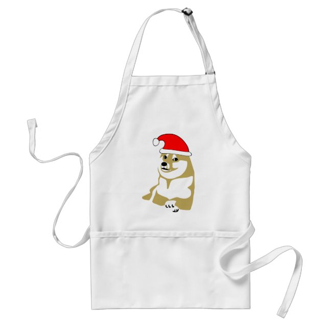 doge wow meme very xmas such hat many santa adult apron (Front)