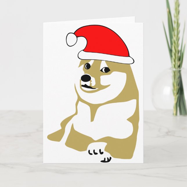 doge wow meme very xmas such hat many santa holiday card (Front)