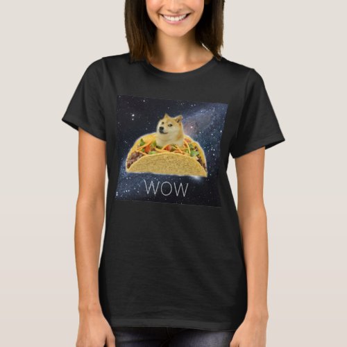 Doge WOW Tacos in Space memes with stars Dogright T_Shirt