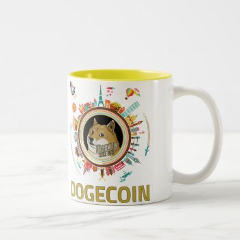 Dogecoin Around The World Mug by CosmicDogecoin at Zazzle