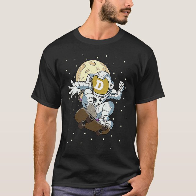 Dogecoin Astronaut  Blockchain Dogecoin To The Moo T-Shirt (Front)