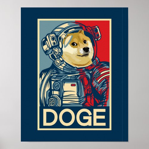 Dogecoin Astronaut Doge To The Moon Crypto Funny Poster