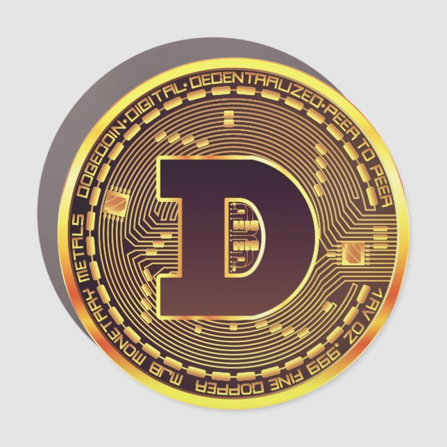 Dogecoin coin cryptocurrency car magnet (Front)