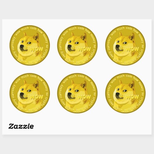 Dogecoin coin logo cryptocurrency  classic round sticker