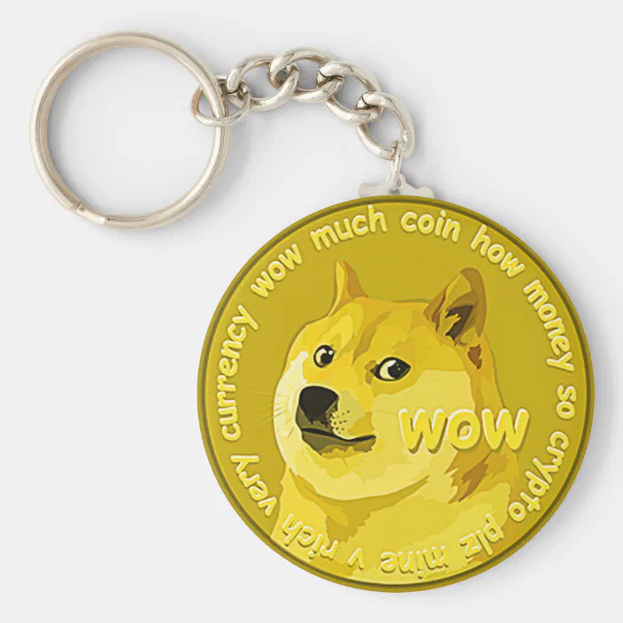 Crypto Gifts for Him Dogecoin Keychain Dogecoin Coin Blockchain Jewelry Cryptocurrency Key Holder Doge Keyring Round