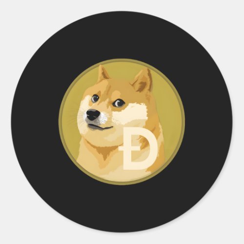 Dogecoin Cryptocurrency Token Classic Round Sticker