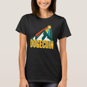 Dogecoin Dog Crypto Mountain Sun Rays Cryptocurren T-Shirt