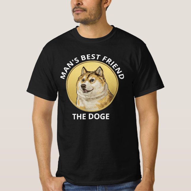 Dogecoin Dog Personalized Black T-Shirt (Front)