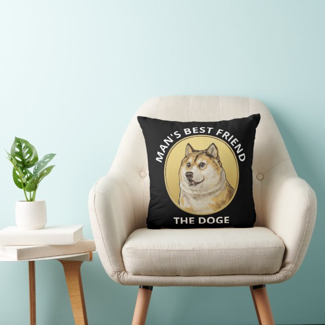 Dogecoin Dog Throw Pillow (Chair)