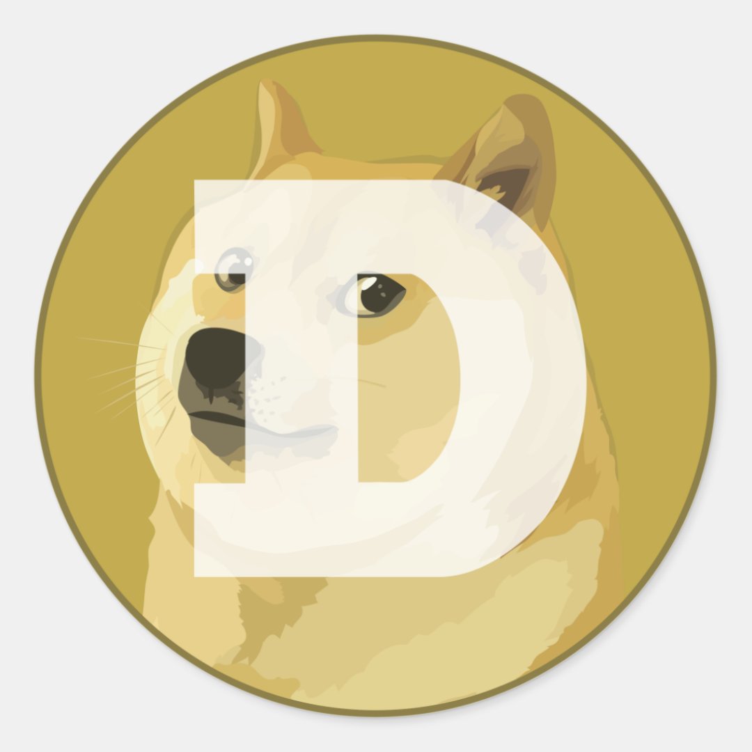 Dogecoin DOGE Classic Round Sticker | Zazzle