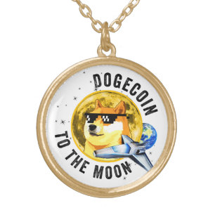 Dogecoin Doge Day To The Moon Stock Market Crypto Gold Plated Necklace