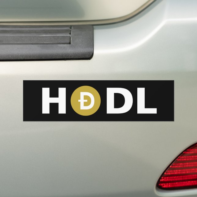 Dogecoin (DOGE) HODL Bumper Sticker (On Car)