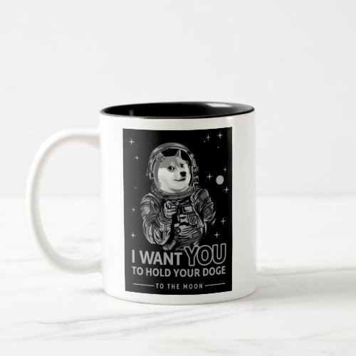 Dogecoin Doge I Want You To The Moon Crypto Funny Two_Tone Coffee Mug