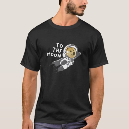 Dogecoin Flying To The Moon Doge HODL Crypto Meme T_Shirt