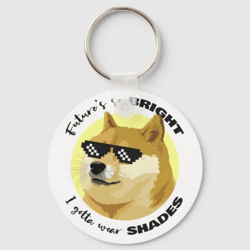 Dogecoin Future Sunglasses Stock Market Crypto Keychain