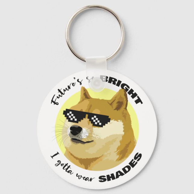 Dogecoin Future Sunglasses Stock Market Crypto Keychain (Front)
