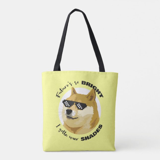 Dogecoin Future Sunglasses Stock Market Crypto Tote Bag (Back)