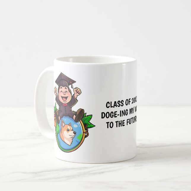 Dogecoin Graduation Personalized Coffee Mug (Front Left)