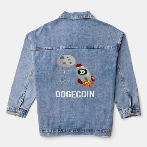 DOGECOIN  TO THE MOON  DOGE COIN  CRYPTO CURRENCY  DENIM JACKET