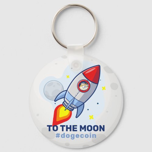 Dogecoin To The Moon Rocket Man Space Doge Crypto  Keychain