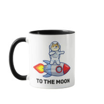 Dogecoin To The Moon Rocket Man Space Doge Crypto