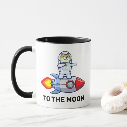 Dogecoin To The Moon Rocket Man Space Doge Crypto Mug