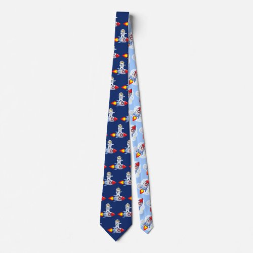Dogecoin To The Moon Rocket Man Space Doge Crypto Neck Tie