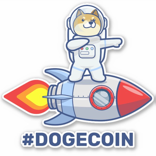 Dogecoin To The Moon Rocket Man Space Doge Crypto  Sticker (Front)