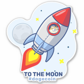 Dogecoin To The Moon Rocket Man Space Doge Crypto Sticker