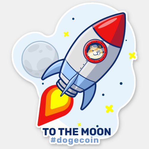 Dogecoin To The Moon Rocket Man Space Doge Crypto  Sticker