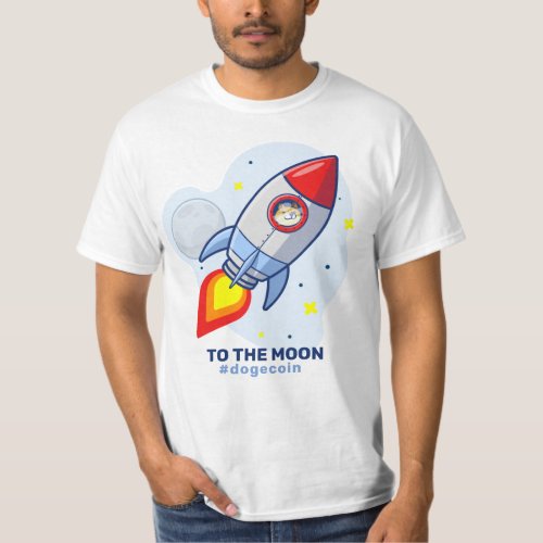 Dogecoin To The Moon Rocket Man Space Doge Crypto  T_Shirt