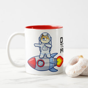 Dogecoin To The Moon Rocket Man Space Doge Crypto Two-Tone Coffee Mug