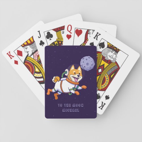 Dogecoin To The Moon Shiba Inu Dog Personalized Poker Cards