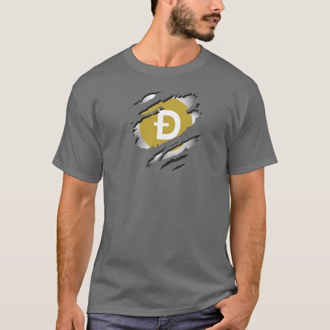 Dogecoin Torn Image w/ Logo Reveal Underneath T-Shirt (Front)