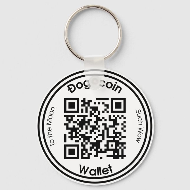Dogecoin Wallet QR Code Round Keychain (Front)